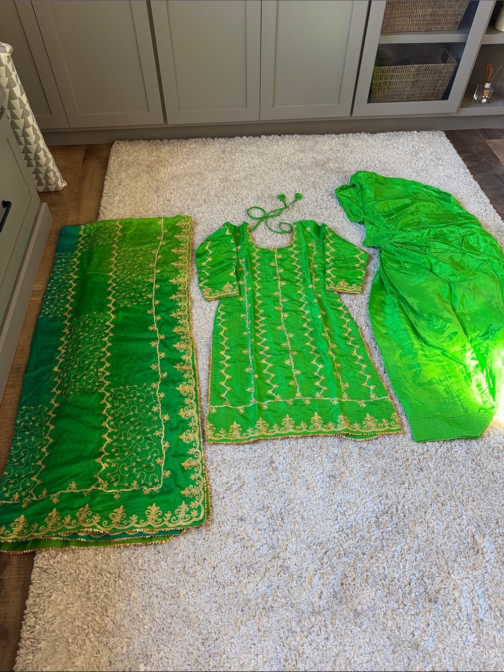 Green Embroidered Salwar Kameez Set